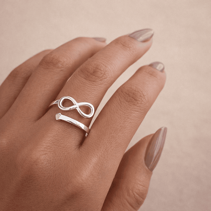 Anillo Ajustable Infinito Corazón en Plata Ley 925    3
