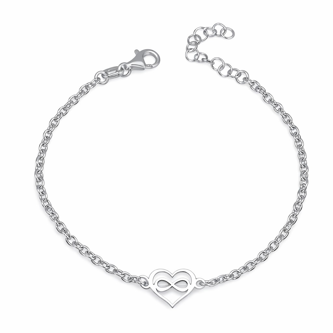Pulsera Rolo Corazón Infinito en Plata Ley 925 1