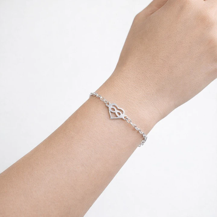 Pulsera Rolo Corazón Infinito en Plata Ley 925 2