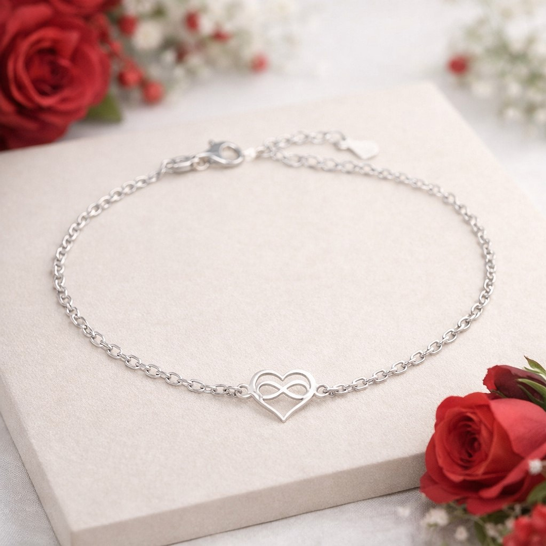 Pulsera Rolo Corazón Infinito en Plata Ley 925 3