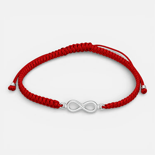 Pulsera Hilo Rojo Ajustable Infinito en Plata 925