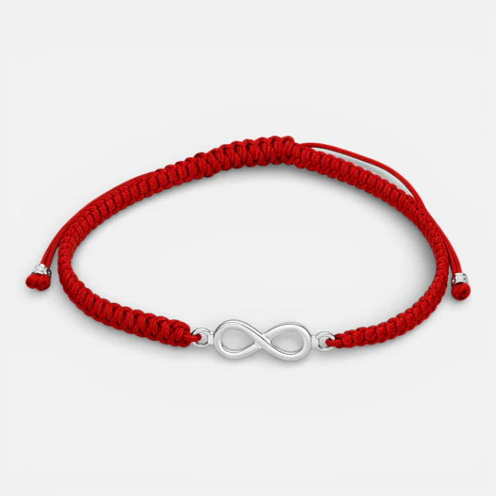 Pulsera Hilo Rojo Ajustable Infinito en Plata 925 1