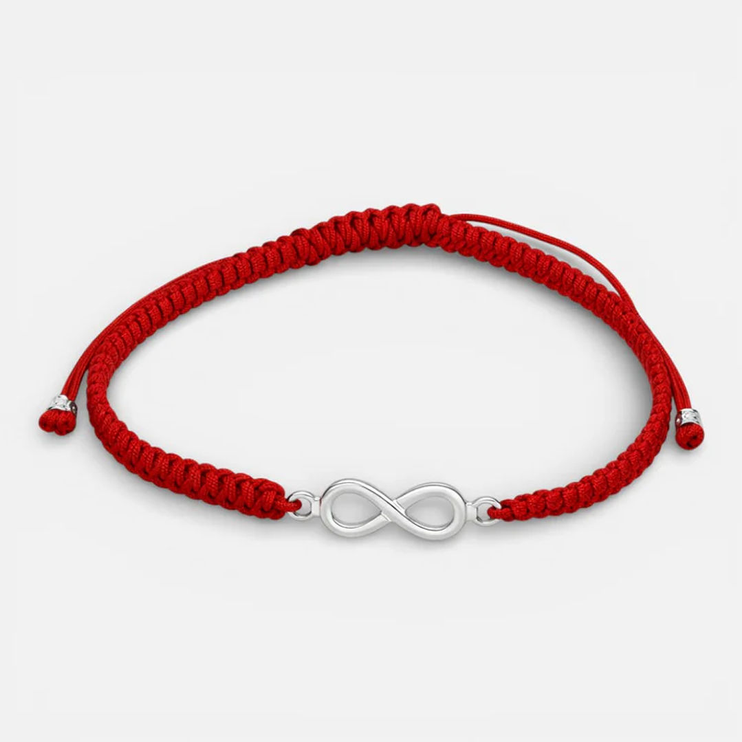 Pulsera Hilo Rojo Ajustable Infinito en Plata 925 1