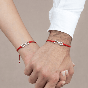 Pulsera Hilo Rojo Ajustable Infinito en Plata 925