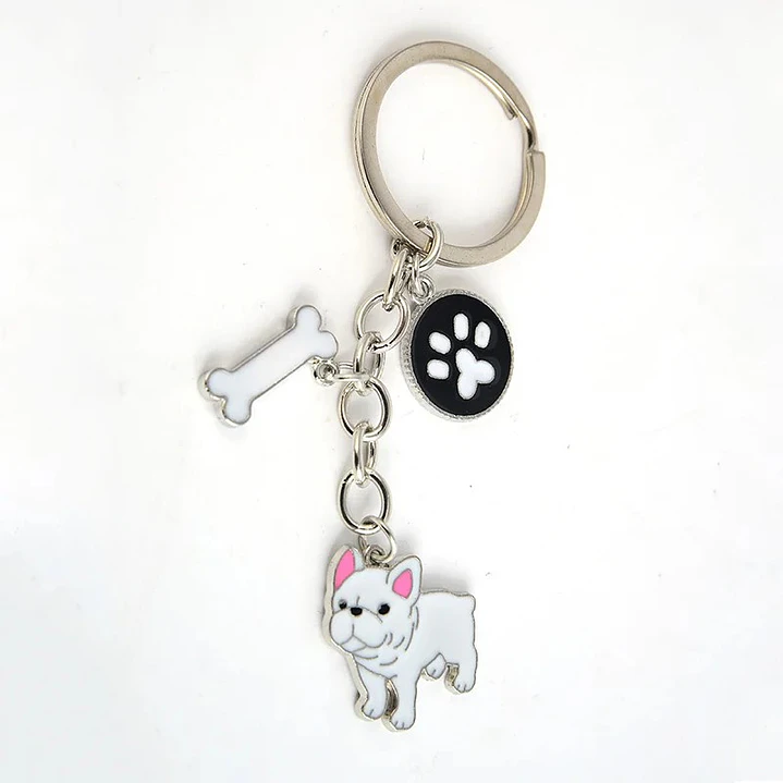 Llavero Perrito Bulldog Francés en Acero Inoxidable  1