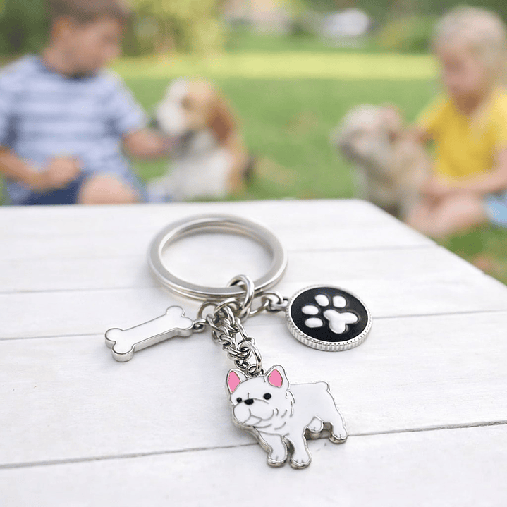 Llavero Perrito Bulldog Francés en Acero Inoxidable  3
