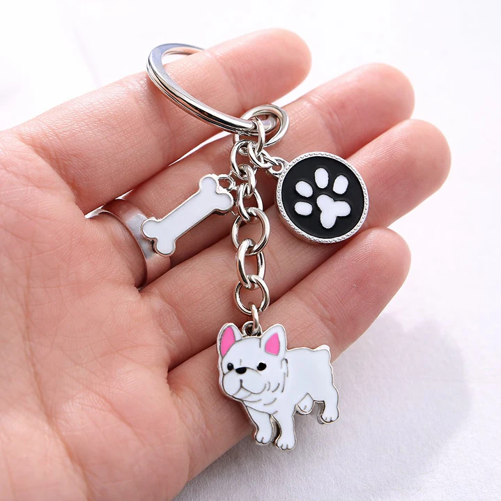 Llavero Perrito Bulldog Francés en Acero Inoxidable  2