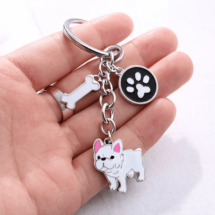 Llavero Perrito Bulldog Francés en Acero Inoxidable  2