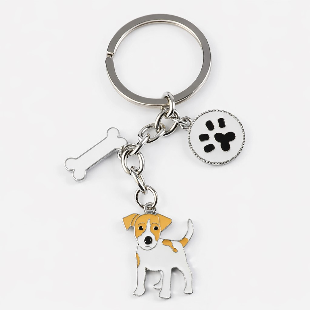 Llavero Perrito Jack Russell Terrier en Acero Inoxidable  1