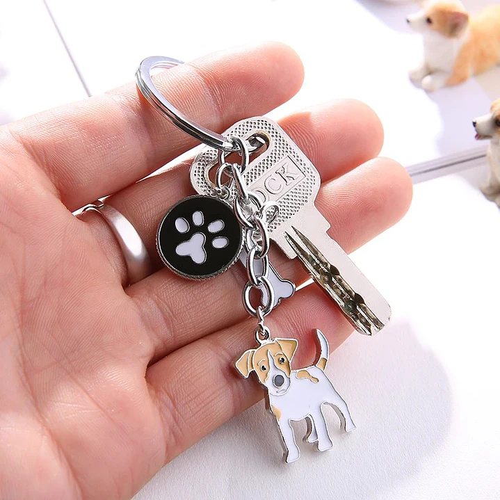 Llavero Perrito Jack Russell Terrier en Acero Inoxidable  2