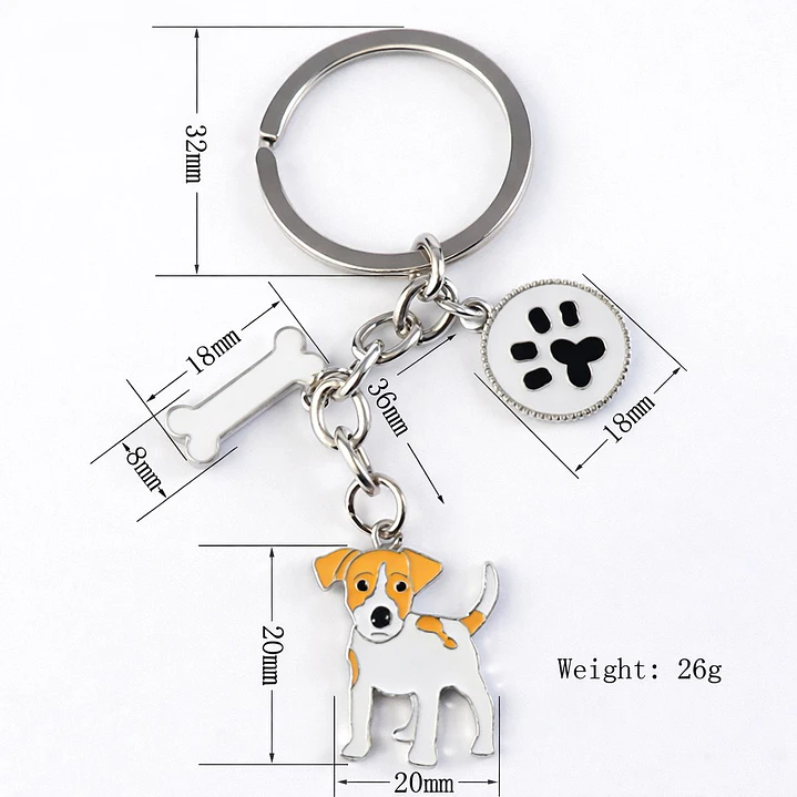 Llavero Perrito Jack Russell Terrier en Acero Inoxidable  4