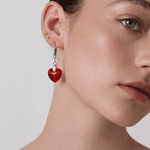 Conjunto Collar y Aros Corazón Cristal Austriaco Plata 925 