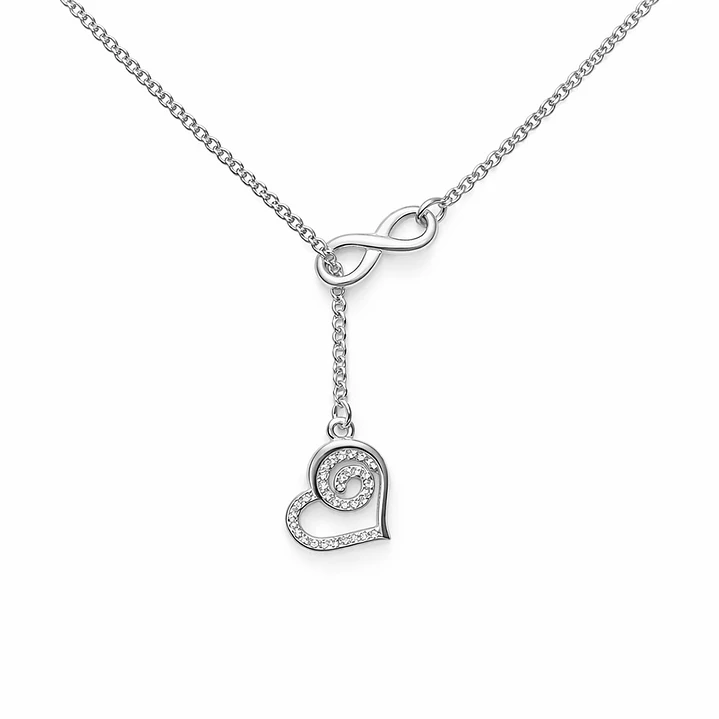 Collar Infinito Corazón Circón Elegante en Plata Ley 925  1