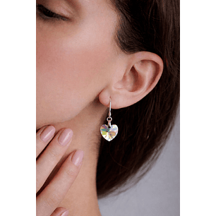 Aros Cristal Austriaco Corazón Aurora Boreal Plata Ley 925 