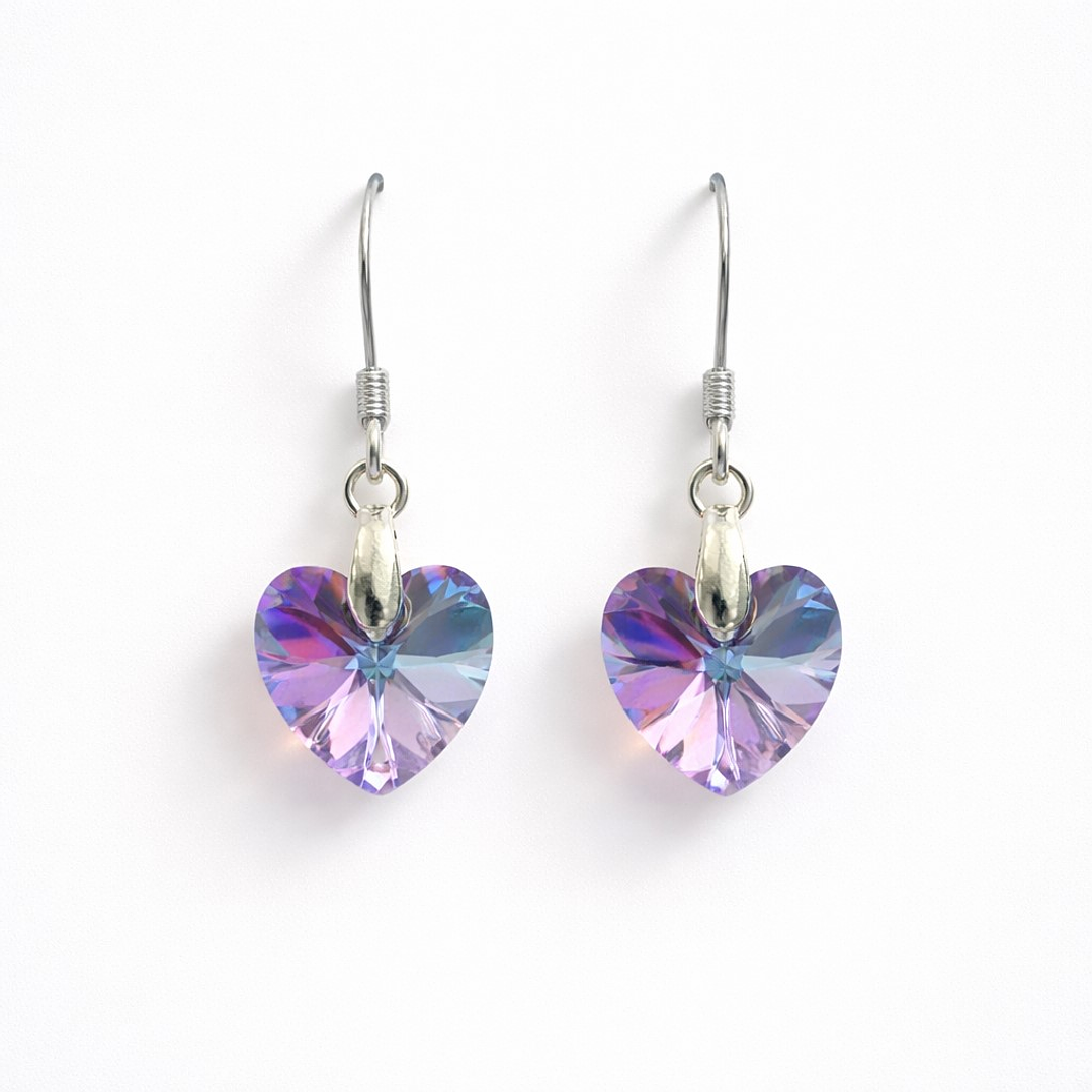 Aros Cristal Austriaco Corazón Vitrail Light Plata Ley 925  1