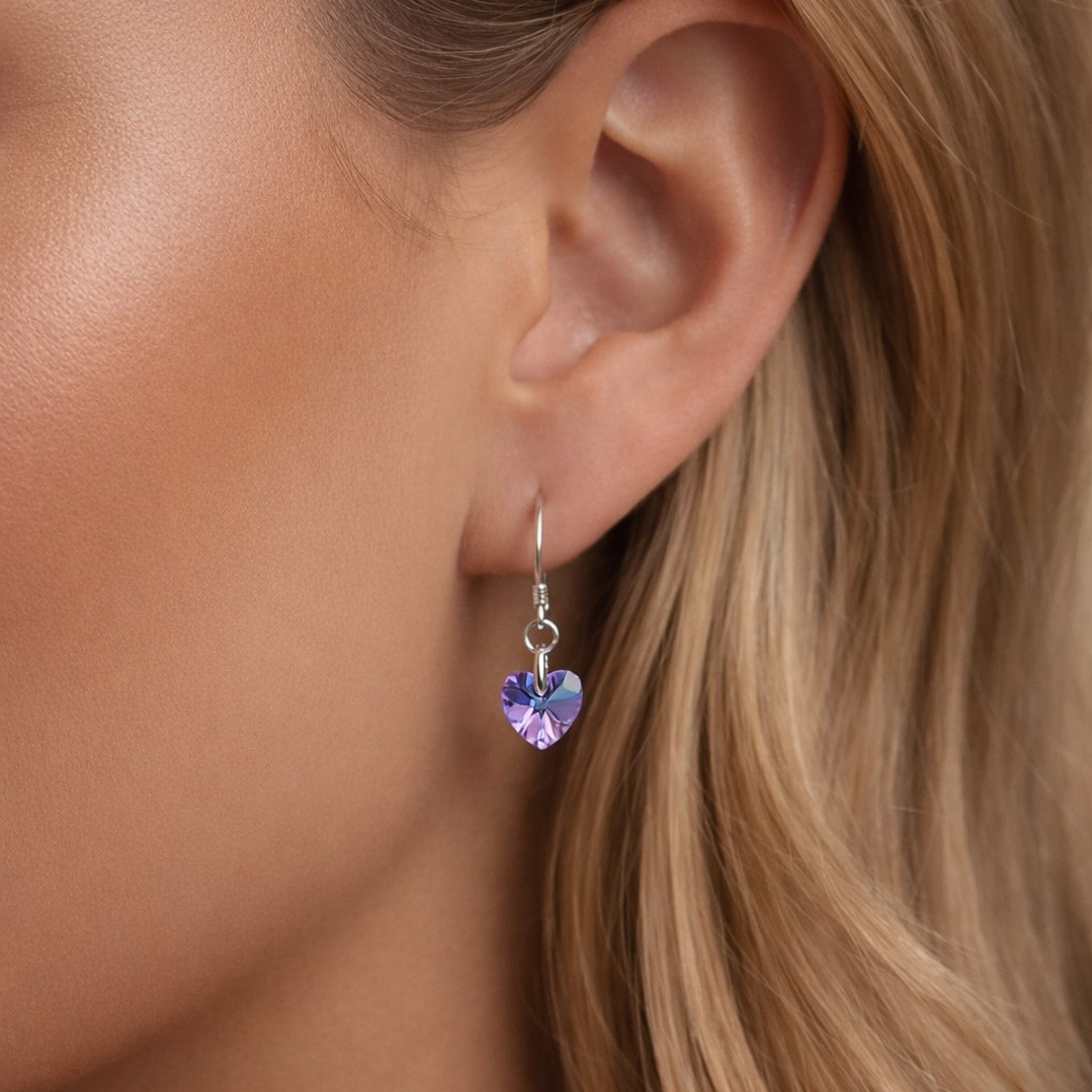 Aros Cristal Austriaco Corazón Vitrail Light Plata Ley 925  2