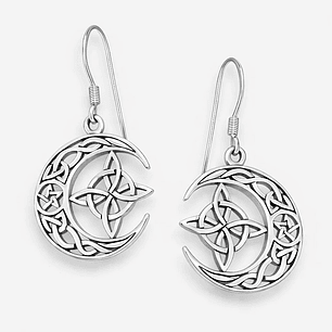 Aro Media Luna Nudo de Brujas Triqueta Celta Plata Ley 925 