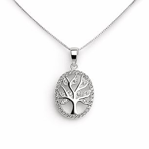 Collar Árbol de la Vida Circón Elegante Plata Ley 925 