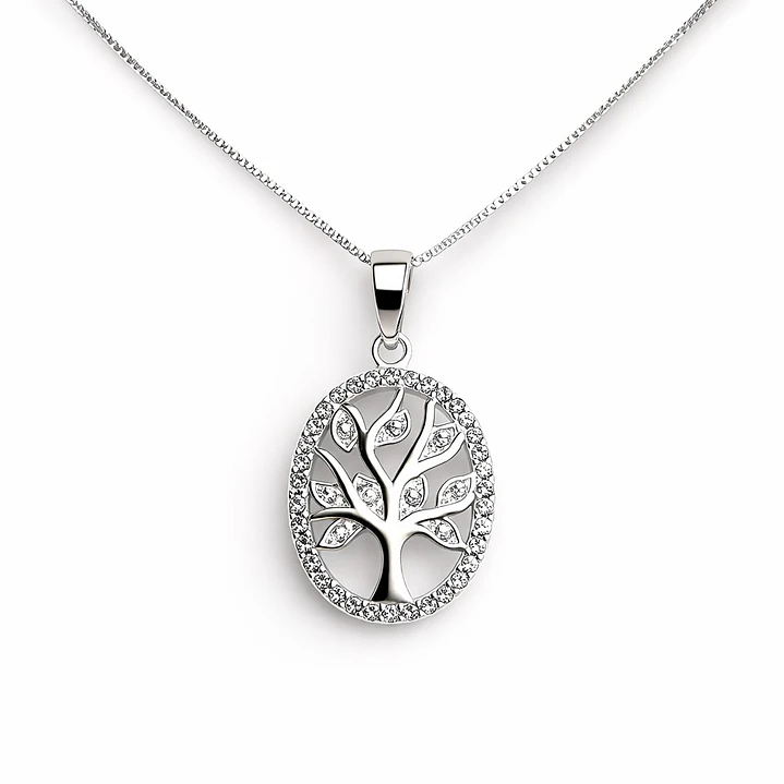 Collar Árbol de la Vida Circón Elegante Plata Ley 925  1