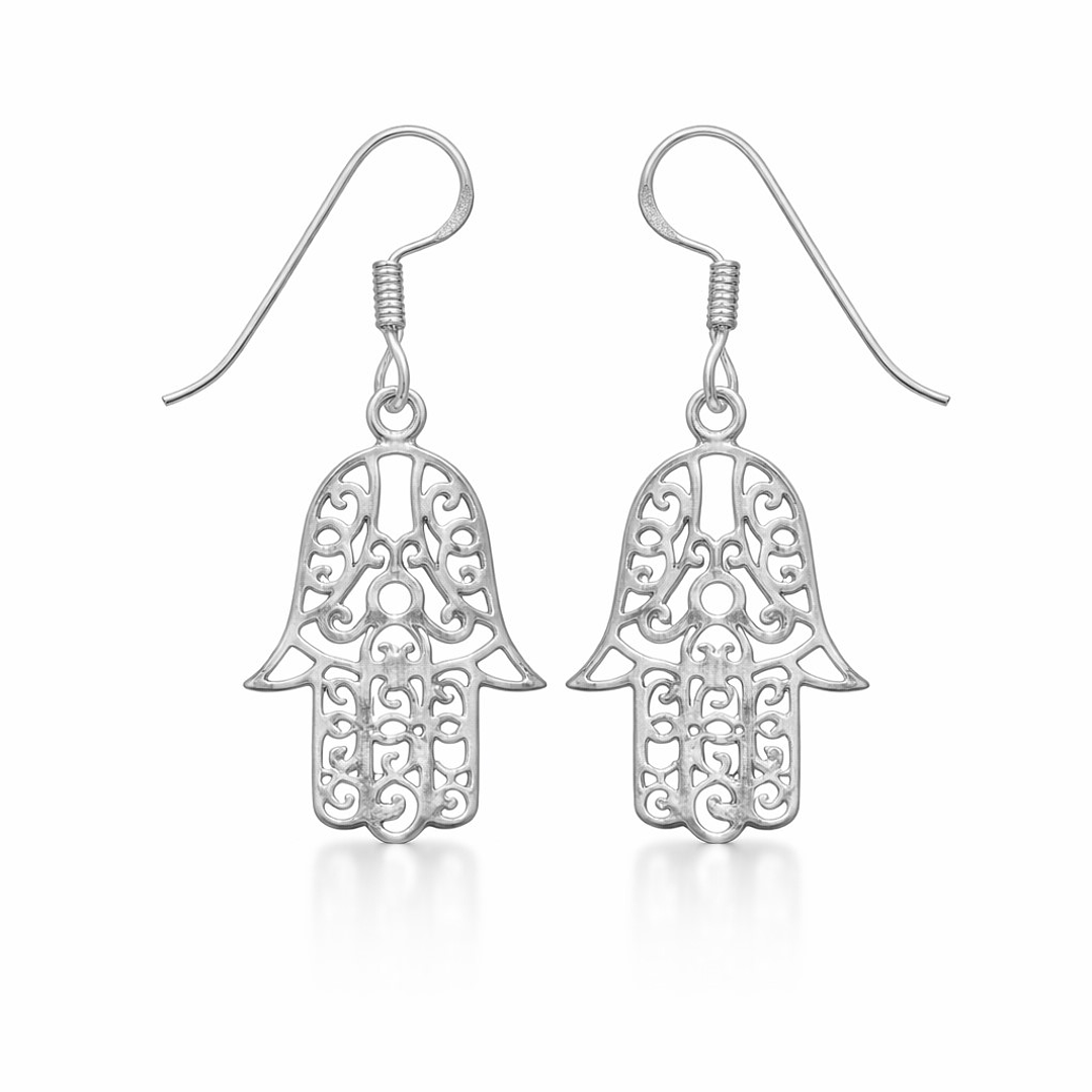 Aros Largo Mano De Fátima Plata Ley 925   1