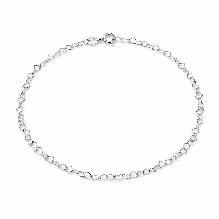 Tobillera Corazones Entrelazados Plata Ley 925  1