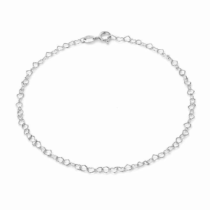 Tobillera Corazones Entrelazados Plata Ley 925  1