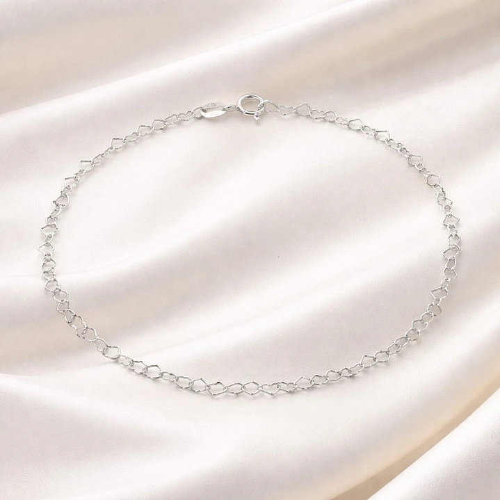 Tobillera Corazones Entrelazados Plata Ley 925  3