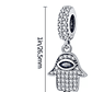 Charm Dije Mano Fatima Circon Azul Plata 925 Protección  - Miniatura 3