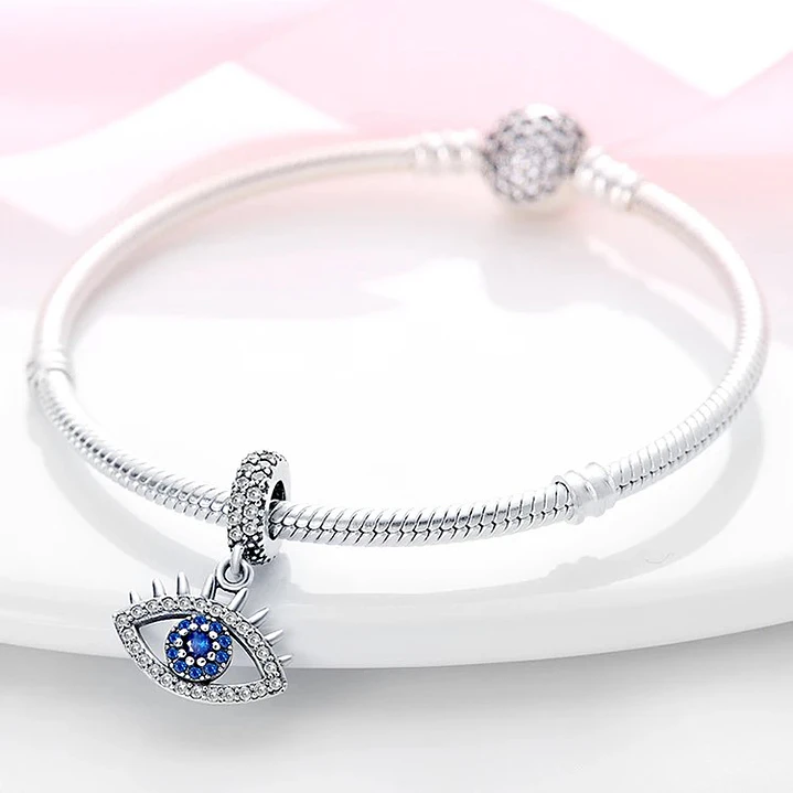 Charm Dije Ojo Turco Circón Azul Plata 925  2