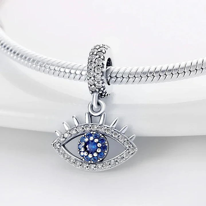 Charm Dije Ojo Turco Circón Azul Plata 925  4