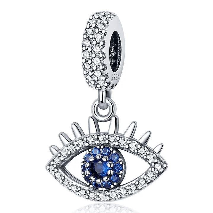 Charm Dije Ojo Turco Circón Azul Plata 925  1