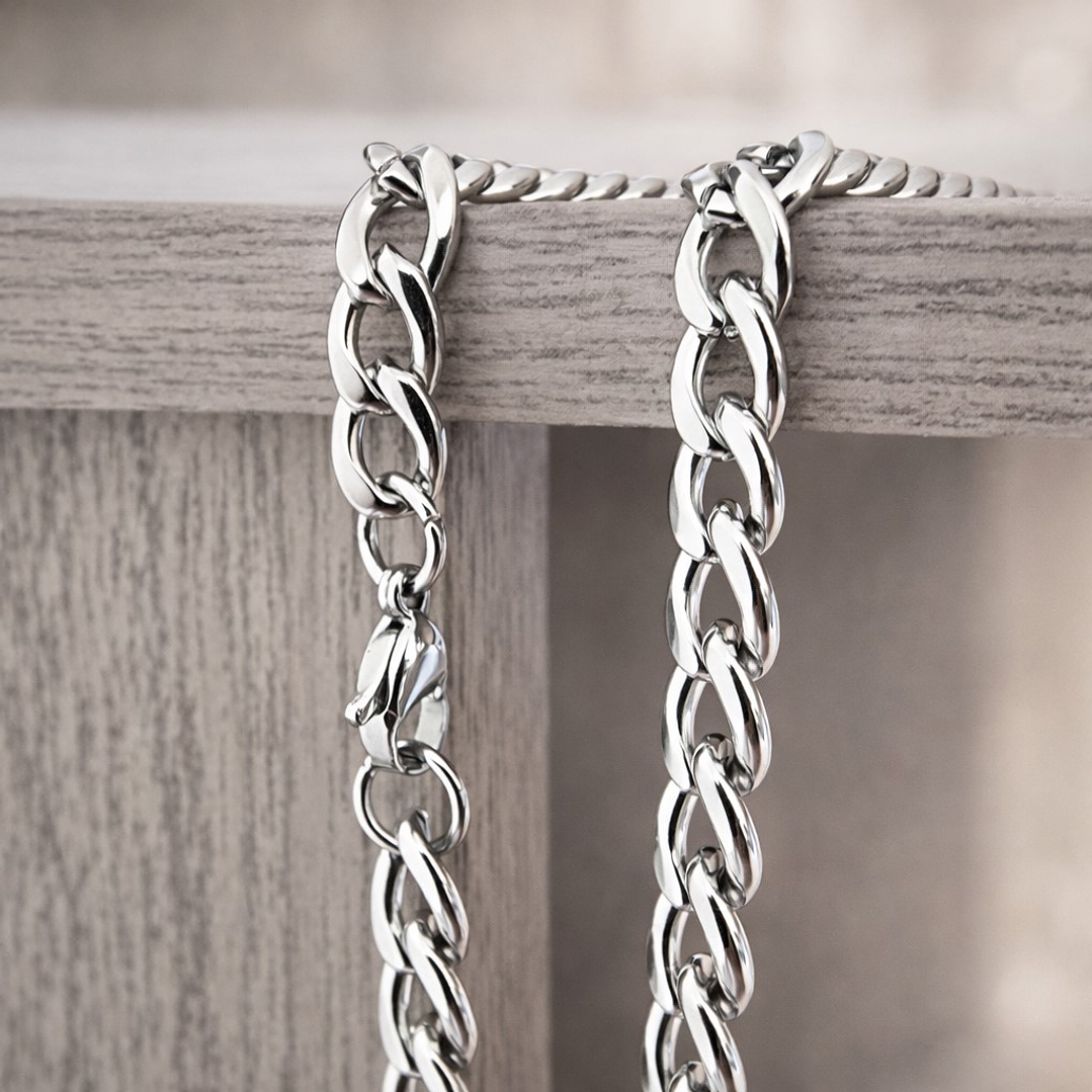 Cadena Cubana Hombre 7mm Acero Inoxidable   3