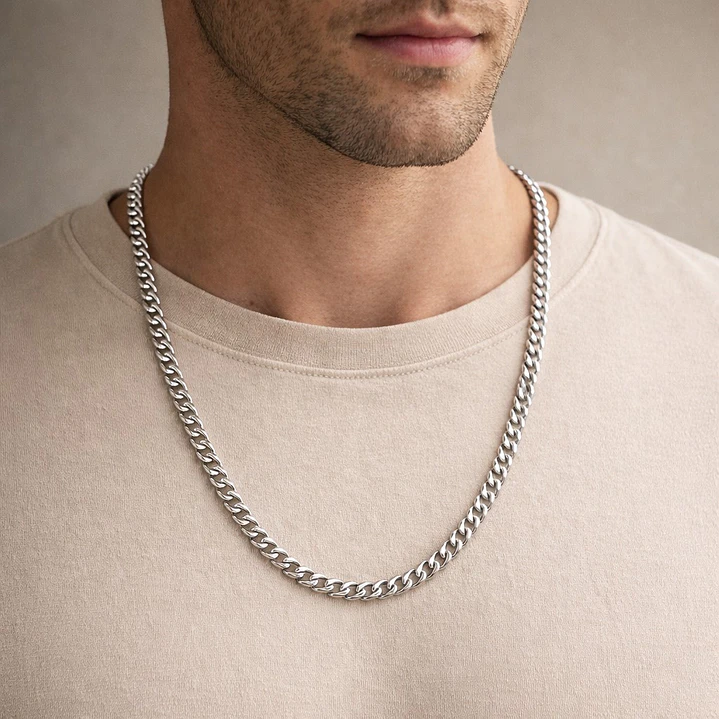 Cadena Cubana Hombre 5mm Acero Inoxidable   2