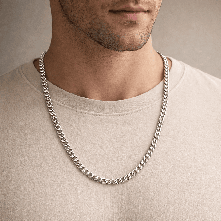 Cadena Cubana Hombre 5mm Acero Inoxidable   2