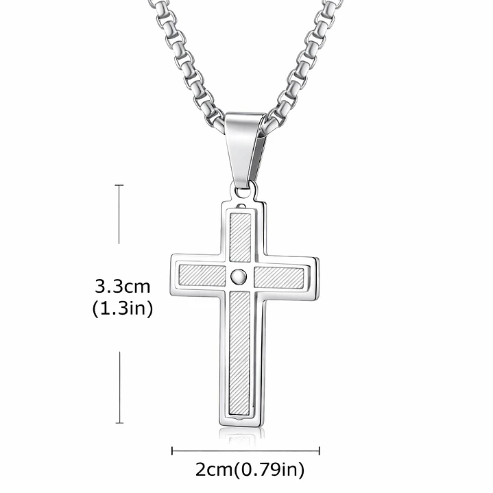 Collar Hombre Cruz Circón Elegante Acero Inoxidable  4