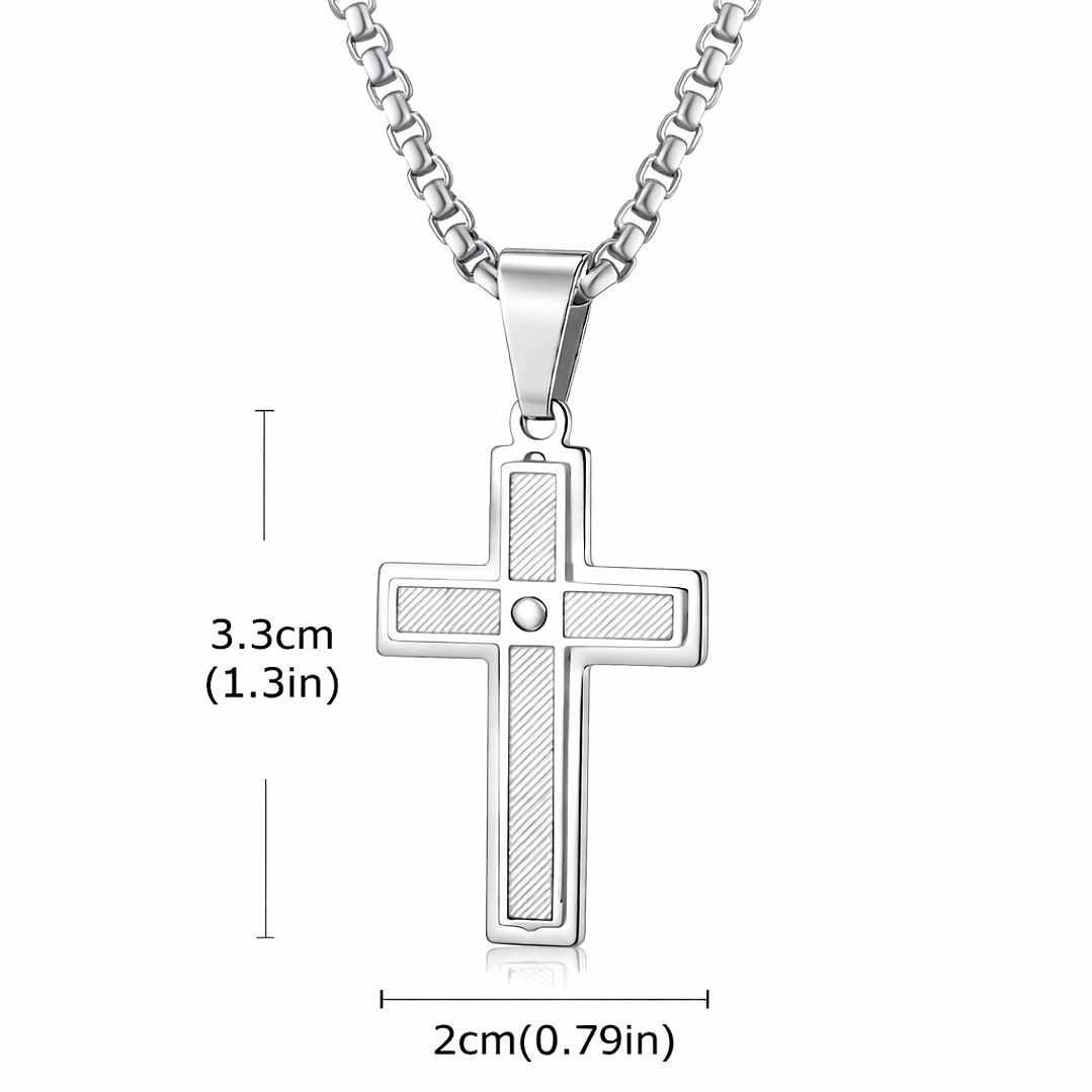 Collar Hombre Cruz Circón Elegante Acero Inoxidable  4