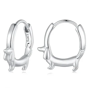 Aros Argolla Perrito Salchicha Dachshund Plata Ley 925  
