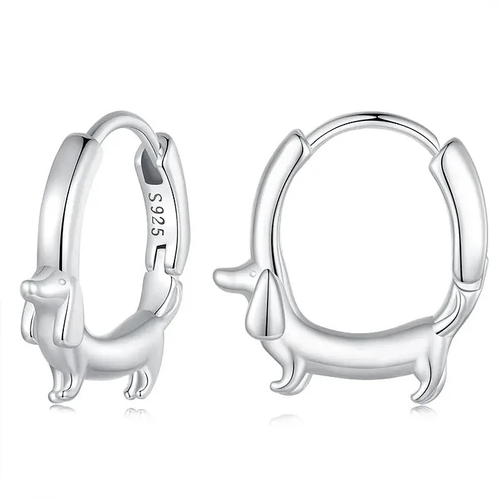 Aros Argolla Perrito Salchicha Dachshund Plata Ley 925   1