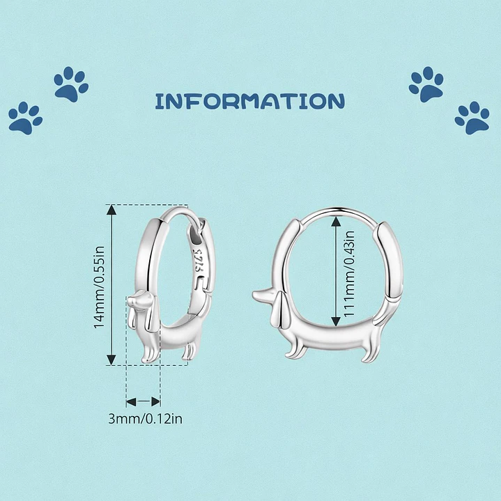 Aros Argolla Perrito Salchicha Dachshund Plata Ley 925   4