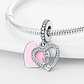 Charm Dije Doble Corazón Rosa Pastel Plata Ley 925  - Miniatura 2