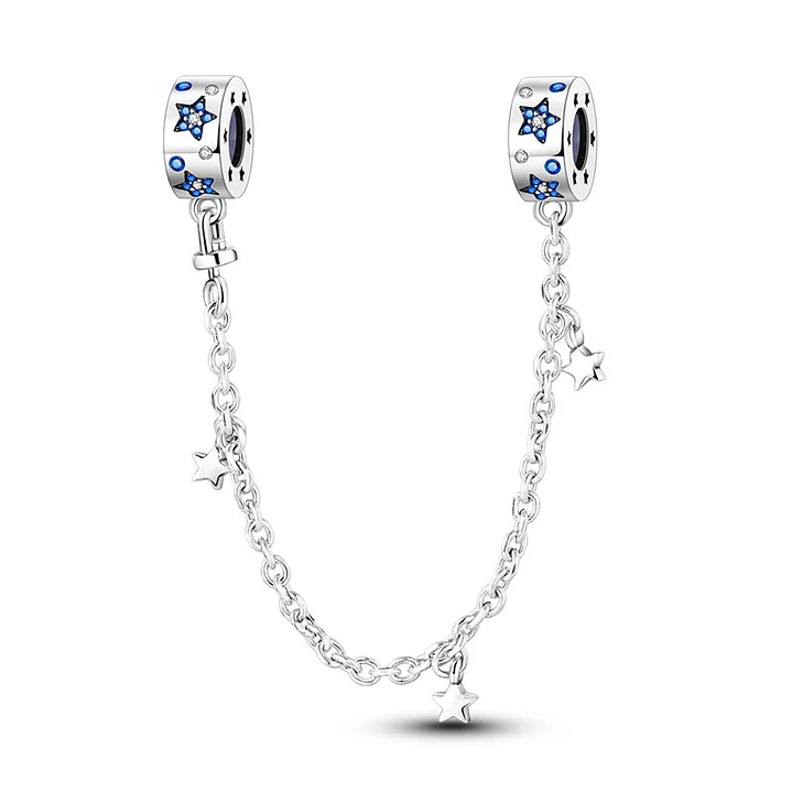 Charm Cadena de Seguridad Estrellas Plata Ley 925   1