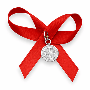 Colgante San Benito Abad con Cinta 8 mm Plata 925