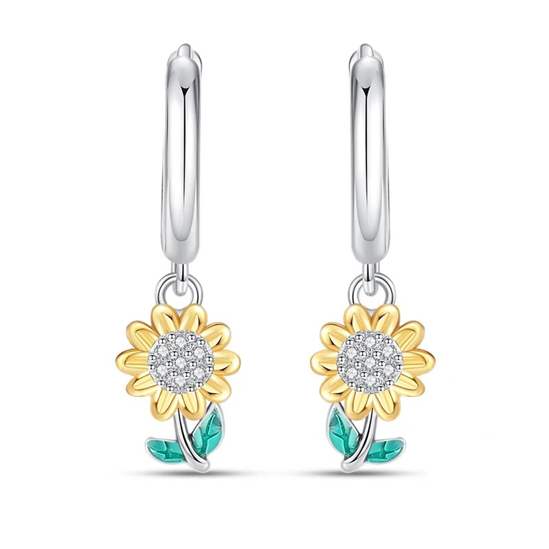 Aros Argolla Girasol Plata Ley 925   1