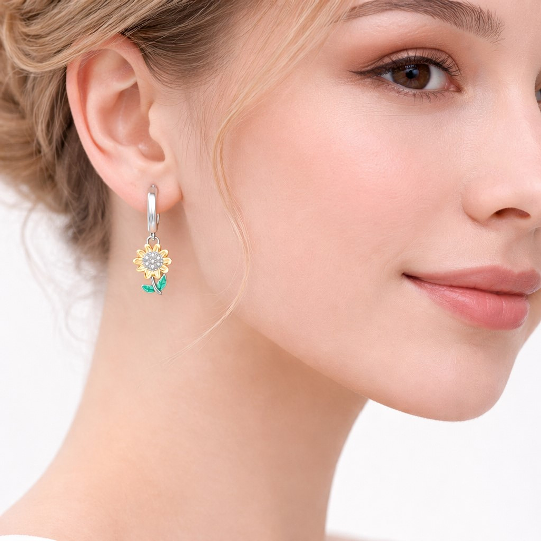 Aros Argolla Girasol Plata Ley 925   4