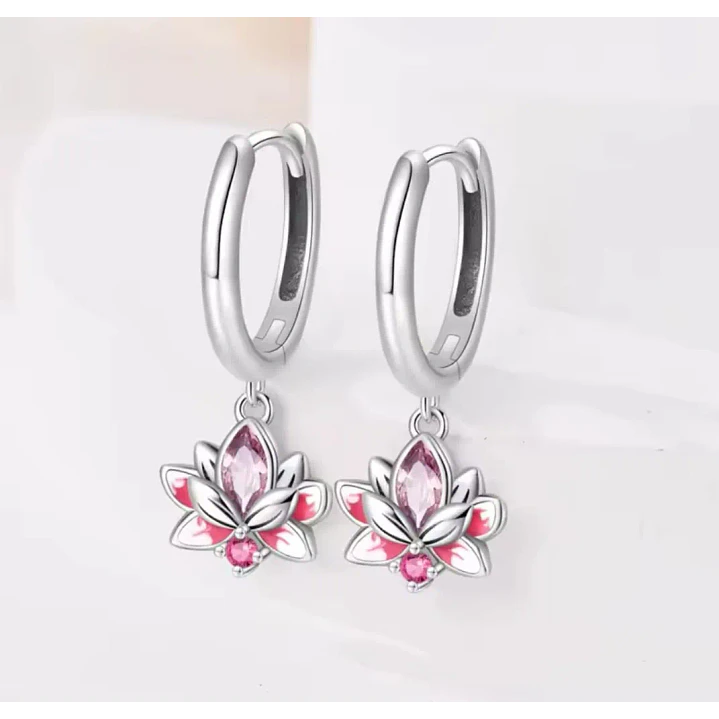 Aros Argolla Flor de Loto Plata Ley 925   3