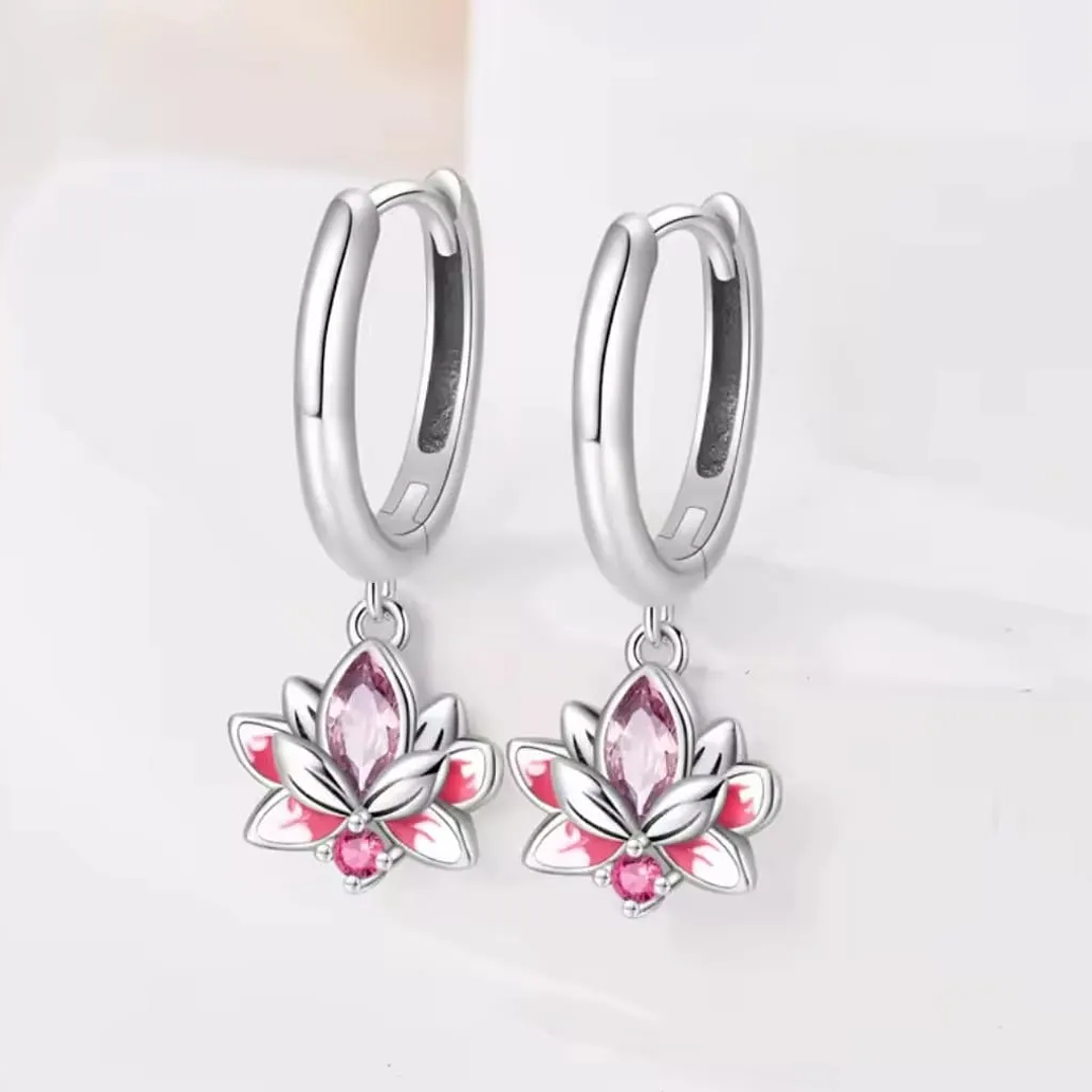 Aros Argolla Flor de Loto Plata Ley 925   3