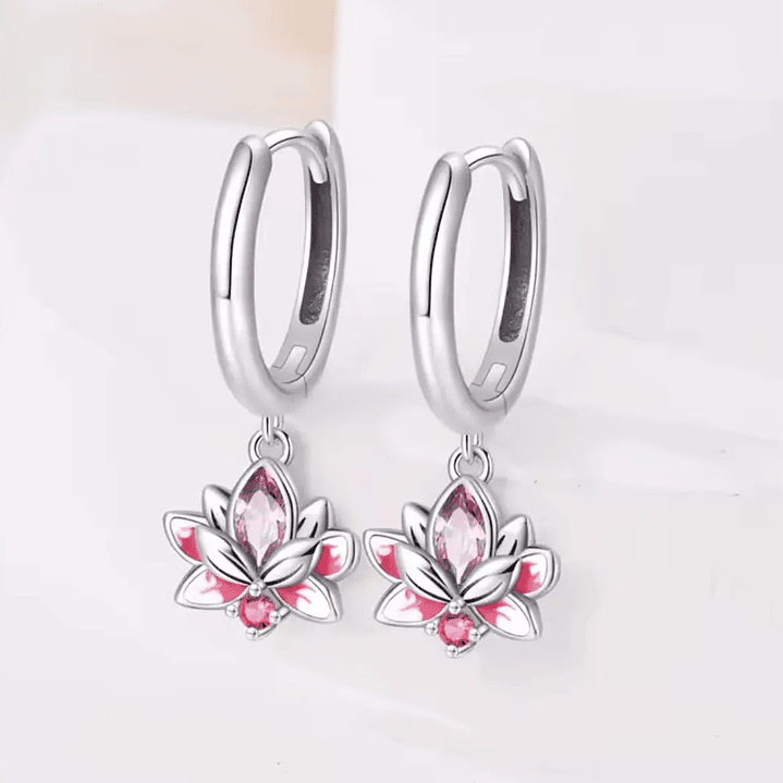 Aros Argolla Flor de Loto Plata Ley 925   3