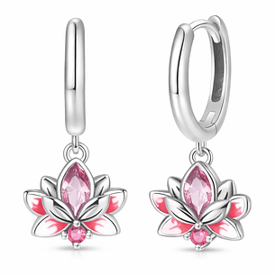 Aros Argolla Flor de Loto Plata Ley 925  