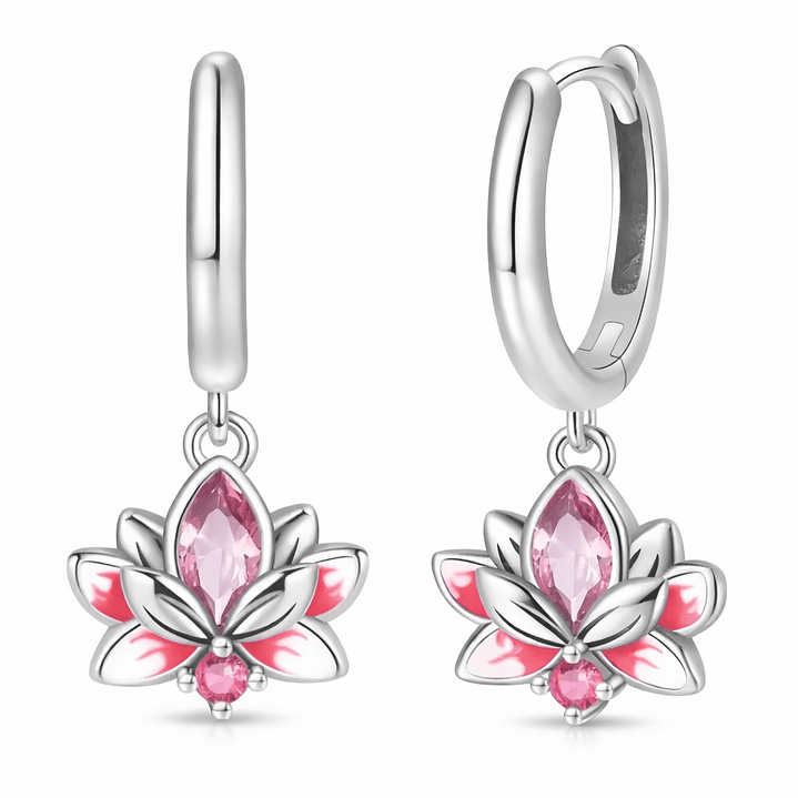 Aros Argolla Flor de Loto Plata Ley 925   1
