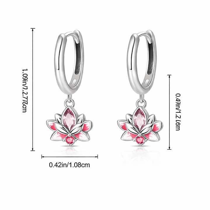 Aros Argolla Flor de Loto Plata Ley 925   4